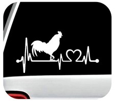 Farm Rooster Heartbeat Lifeline Decal Sticker Chicken Poultry Vintage deco K1163