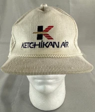 Vintage Ketchikan Air White Corduroy Snapback Hat Yupoong Northstar OSFA Korea