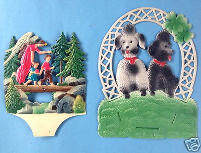 1/4 Kalender-Rücken -Rückwand Abreißkalender Schutzengel Kinder Pudel Kleeblatt