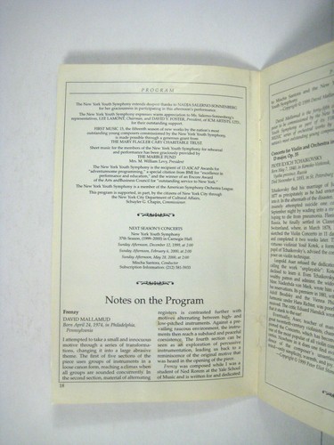 New York Youth Symphony Stagebill May 1999 Nadja Salerno Sonnenberg Stain - Picture 5 of 7