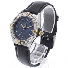 BREITLING KALISTO B57045 34mm SS/GP Leather Navy Dial Quartz Date #C539 2