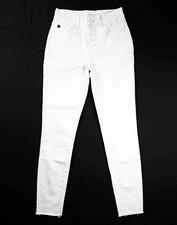 KanCan Womens Size 7 27 Waist Jeans High Rise Button Front Frayed Cuff White 79