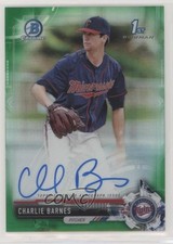 2017 Bowman Draft Chrome Pick Green Refractor 80/99 Charlie Barnes Auto 8k4