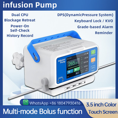 Infusion pump with touchscreen, dual CPU, multi-mode operation, waterproof