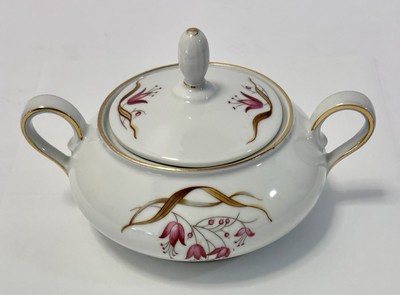Eschenbach Bavaria Germany Pink Flower Atomic Casserole Sugar Bowl Dish w/ Lid