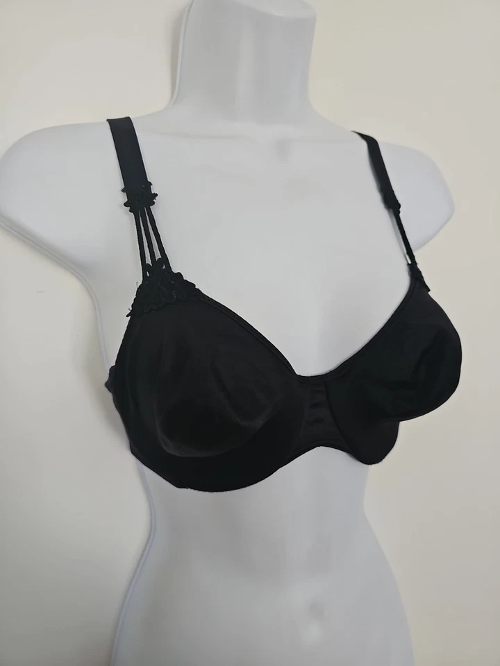 Sujetador Camiseta Vintage Bali Siken Lujo Con Aros Talla 34C Negro 2 Capas Adornado Foto 4 de 4