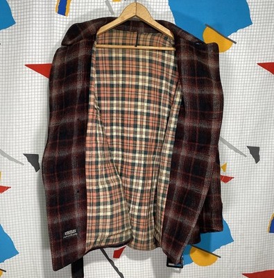 Vintage 30s Sears Hercules Wool Jacket XL Shadow Plaid Mackinaw