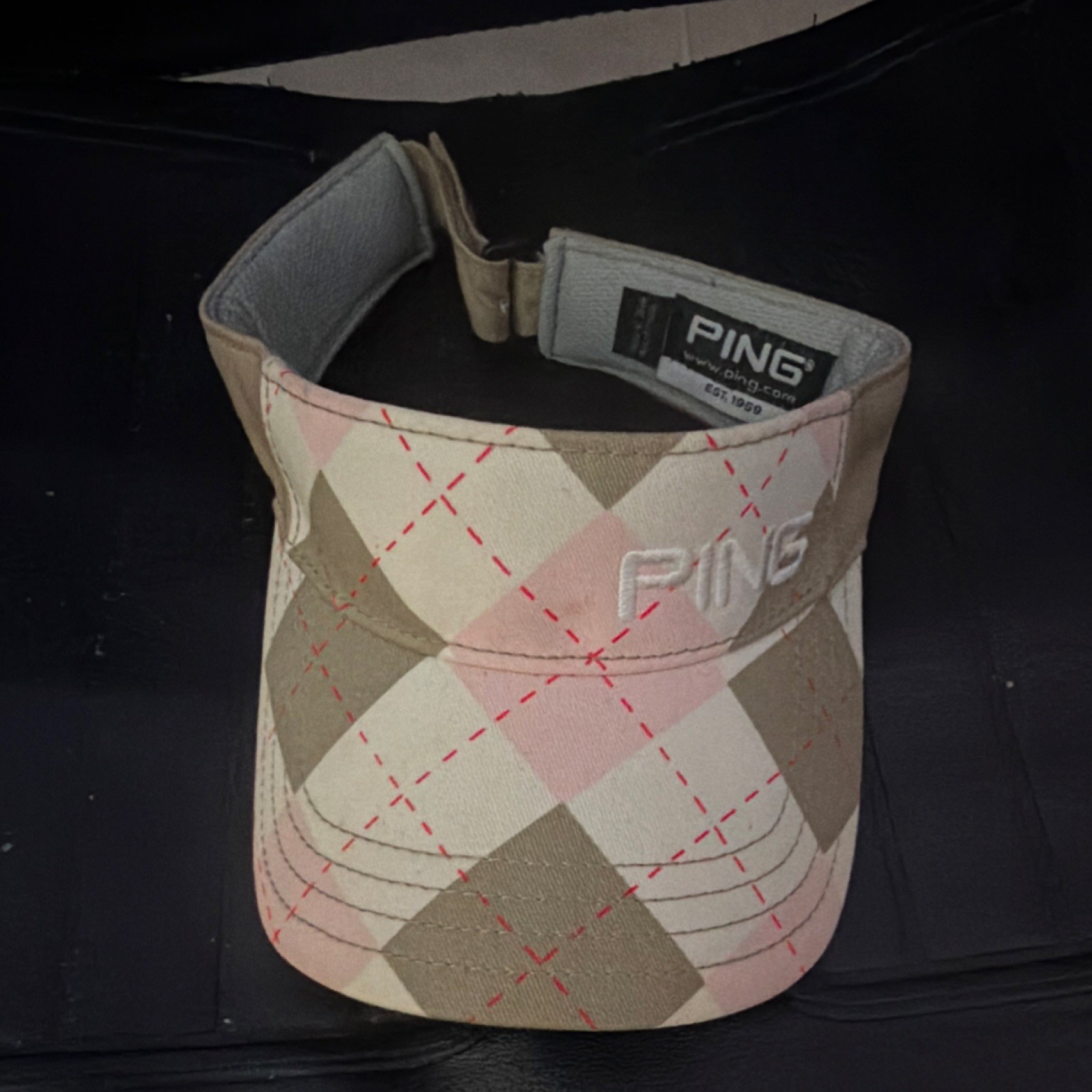 Visor Beige Pink White Cotton Logo