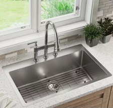 33 in. Drop-In/Undermount Single Bowl 18-Gauge Polished Satin Stainless Steel