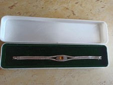 Bracciale donna argento 925 con smeraldo arancione+ zirconi