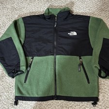 The North Face Jacket Coat Kids Youth M-M Green Black Polartec Full Zip Fleece