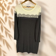 Apt. 9 Dress Women XL Black Shift Midi Long Sleeve Round Neck Stretch Casual