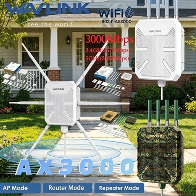 WAVLINK AX3000 Outdoor Wifi 6 Extender Booster Long Range Router AX1800 Repeater