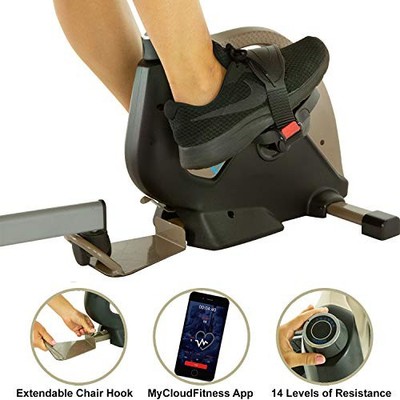 EXERPEUTIC BLUETOOTH UNDER DESK EXERCISE BIKE WITH EXTENDABLE CHAIR HOOK - GOLD
