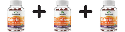 3 x Swanson Elderberry Gummies with Zinc & Vitamin C, Berry - (305,28 EUR/kg)