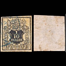 6581 Hanover SG17 1⁄10 Black 1856. Sc#14 Mi12 Used. C£90