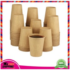 Paper Cups, 100 Pack 8 Oz Kraft Disposable Cups, Paper Coffee Cups 8 Oz
