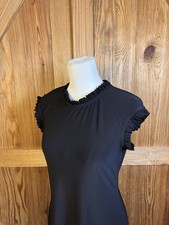 Little Black Ruffle Dress Women's Size L Classic Preppy Circle Skater Skirt EUC