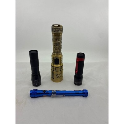 Mixed Flashlight Lot Milwaukee 2107 Skyfire Dragon Brass Blue Pen Black Zoom