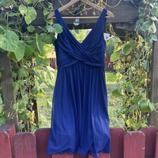 Davids Bridal Sz 8 Bridesmaid Formal Prom Chiffon Navy Blue Dress