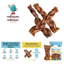 Braided Bully Sticks for Dogs - 6 Inch Stix 10 Pack All Natural Long Lasting ...