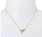 NWT $95 Coach Pave Crystal Gold Rexy T Rex Pendant Necklace and Dust Bag 16-20"