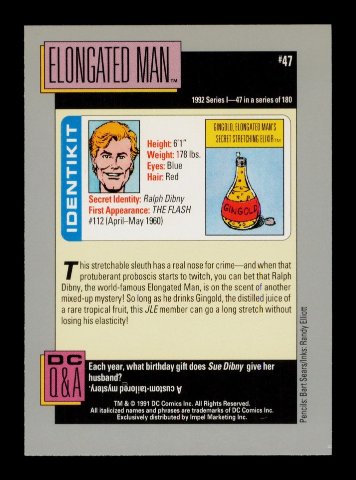 Elongated Man 47 Earth's Mightiest Heroes DC Comics Trading Card TCG