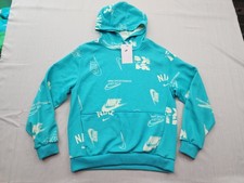 NEW Nike Sportswear Boys YOUTH Size XL Hoody Hoodie Blue Green Teal All Over
