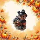 Vintage Creepy Hollow Haunted House Village Halloween Decor Ghosts Pumpkins
