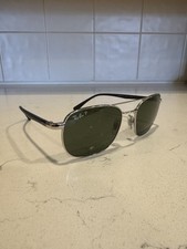 Ray-Ban RB3670-CH Chromance Polarized Men's Sunglasses Silver Metal Green Lens