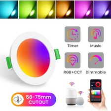LED WIFI Recessed Ceiling Light Bluetooth 68mm Dimmable Spot RGB Downlight Alexa