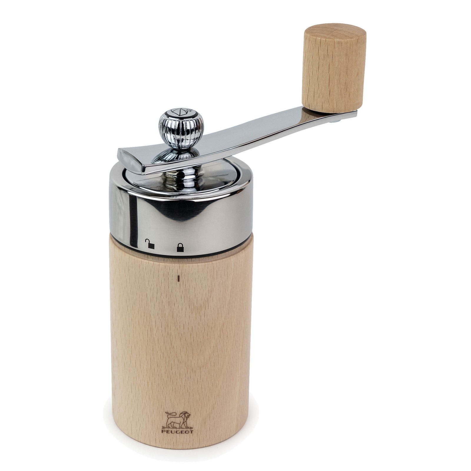 PEUGEOT Muskatnussmühle ISEN 15cm Buchenholz Natur Edelstahlmahlwerk Gewürzmühle