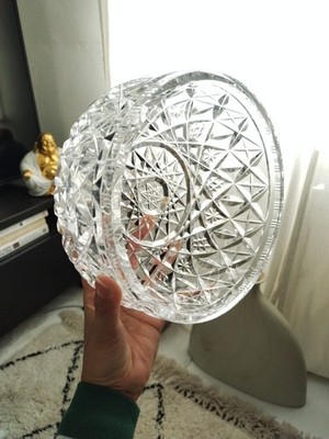 Vintage Klar Bleischliff Kristall Glas Servier Obst Schale. Criss Cross Starburst