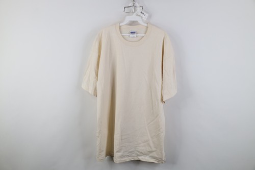 Deadstock Vintage 90s Y2K Streetwear Mens XL Blank Heavy Cotton T-Shirt Cream
