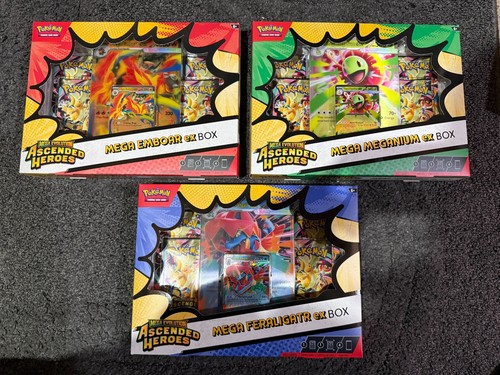 3 Box Set of Pokémon TCG Ascended Heroes Mega EX’s Factory Sealed