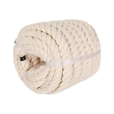 Natural Twisted Cotton Rope 1/2 Inch 50 Feet Thick White Rope for Crafting, D..