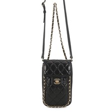 CHANEL Chain Phone Case Matelass Coco Mark Lambskin Black from Japan