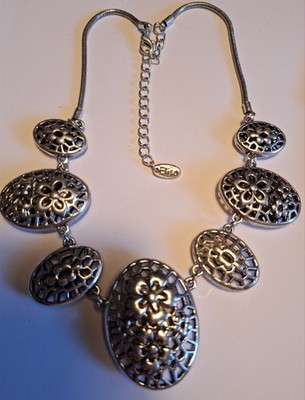 Elisa Cavaletti Statement Kette Collier,  Silberlook mit Blüten