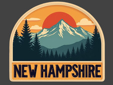 New Hampshire Sticker Vinyl Decal Mountains Forest Sunset Scenic Nature Vintage