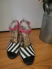 Sling Back Sam Edelman Pink Striped Sandals 6.5 Pre-owned Great Condition — photo 1