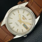 AUTOMATIC VINTAGE SEIKO 5 JAPAN 7009A MENS WHITE COLOR DIAL WATCH a706981-1