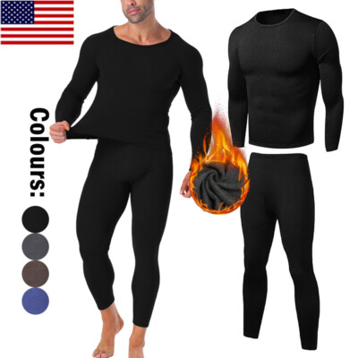 Ropa Interior Larga Johns Set Top & Fondo 2PCS para Hombres Pijama Térmica Warm