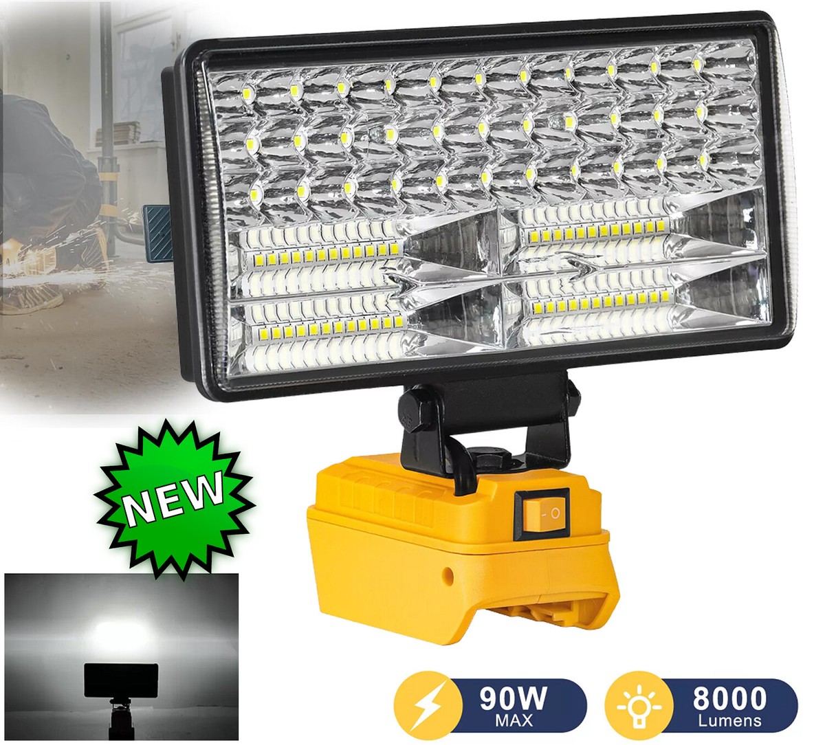 LED Work Light for Dewalt 20V Battery,90W Flood Light Torch for