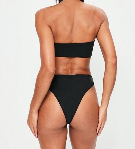 MISSGUIDED Black Bandeau Bikini Set Swimwear Swimming Bikini Set (M10/3) - Picture 3 of 3