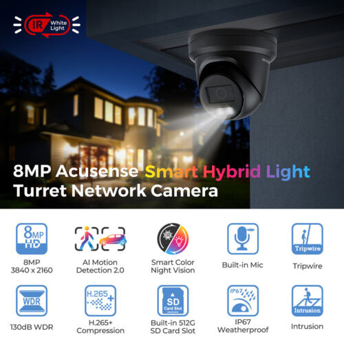 Hikvision DS-2CD2387G2H-LIU 8MP PoE AcuSense ColorVu Dual Light IP Kamera schwarz - Bild 4 von 24