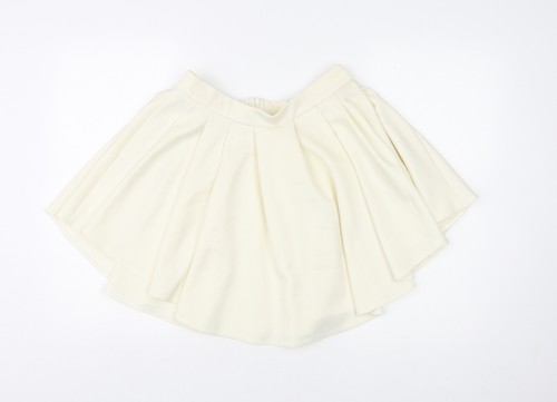 Kendell Womens Ivory Polyester Blend Skater Skirt Size 12