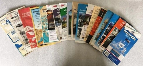 LOT OF 18 VINTAGE ROAD/HIGHWAY/DRIVING MAPS ~ WASHINGTON ~ ARIZONA ~ FLORIDA