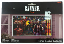 Creepy Carnival Side Show Evil Clowns Banner Halloween Party Decorations, New