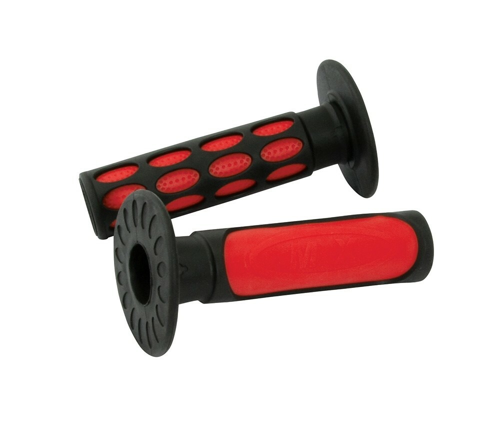 PAIR MX DUEL DENSITY TWO TONE GRIPS - RED / BLACK