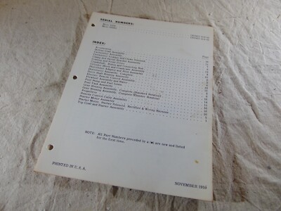 Mercury Outboard 60 HP Merc 600E 600EL Parts Catalog Manual November 1959 DEALER